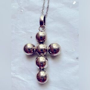 Silver Cross pendant necklace with silver chain 18”
